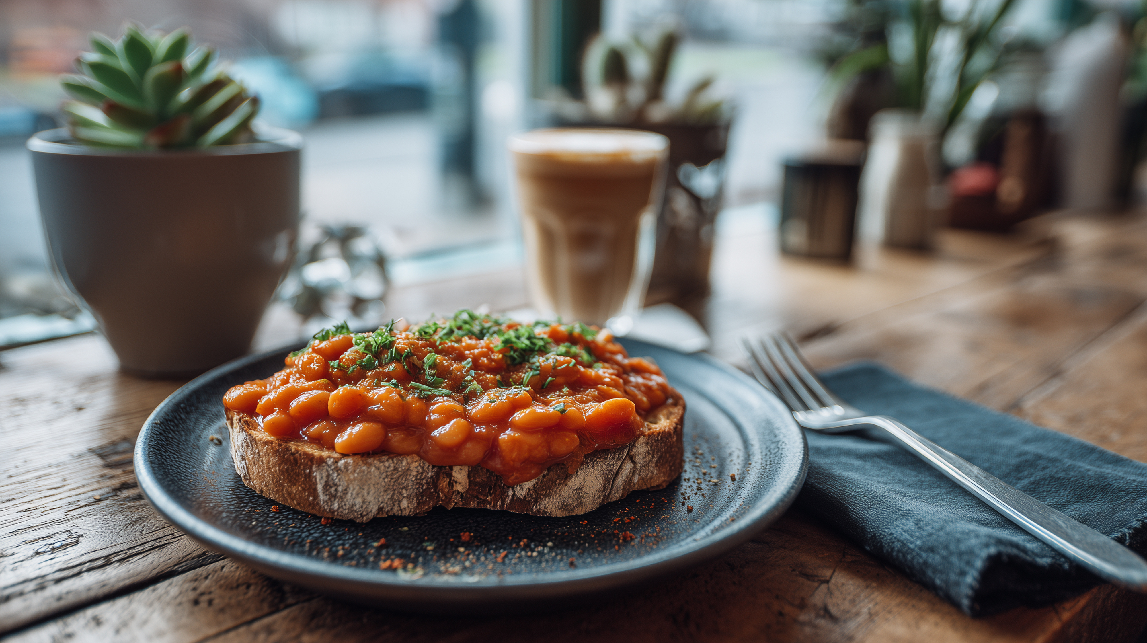 Eenvoudige noodlunch met bonen en groente uit blik